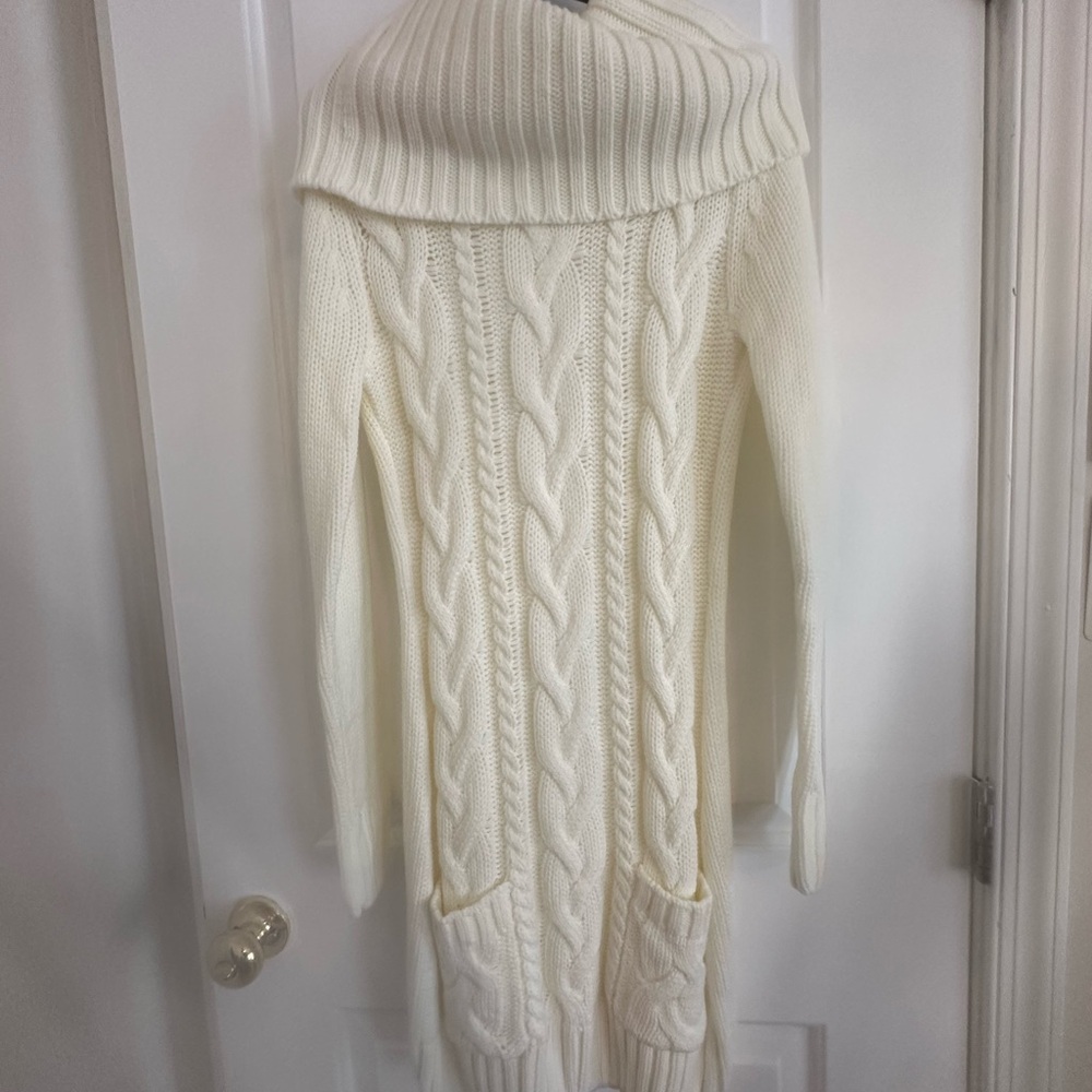 VENUS Cream Cowl Neck Cable Knit Dress